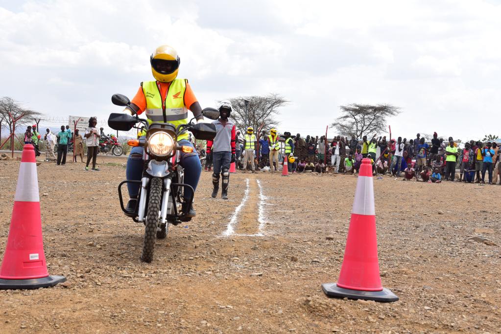 A motorcycle taxi operator during the training showcase in Kakuma, Turkana County on 17th November 2022.