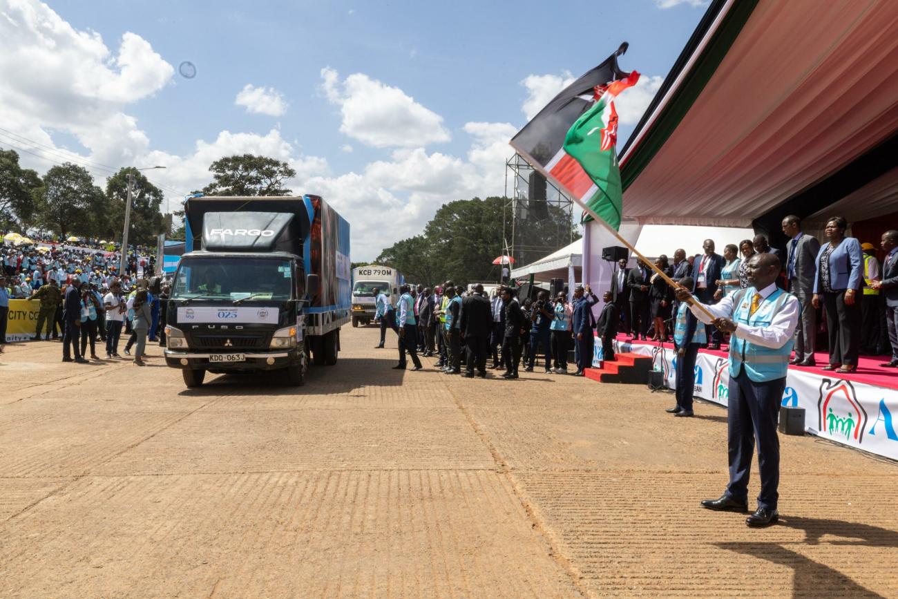 President Ruto during the flagging off 100,000 Community Health Promoters Kits