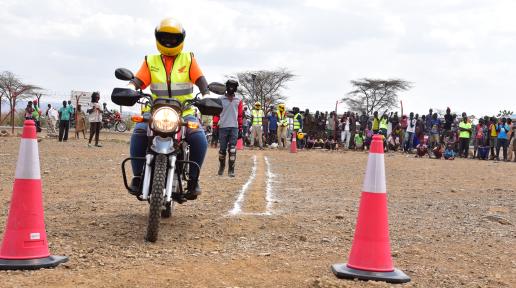 A motorcycle taxi operator during the training showcase in Kakuma, Turkana County on 17th November 2022. 